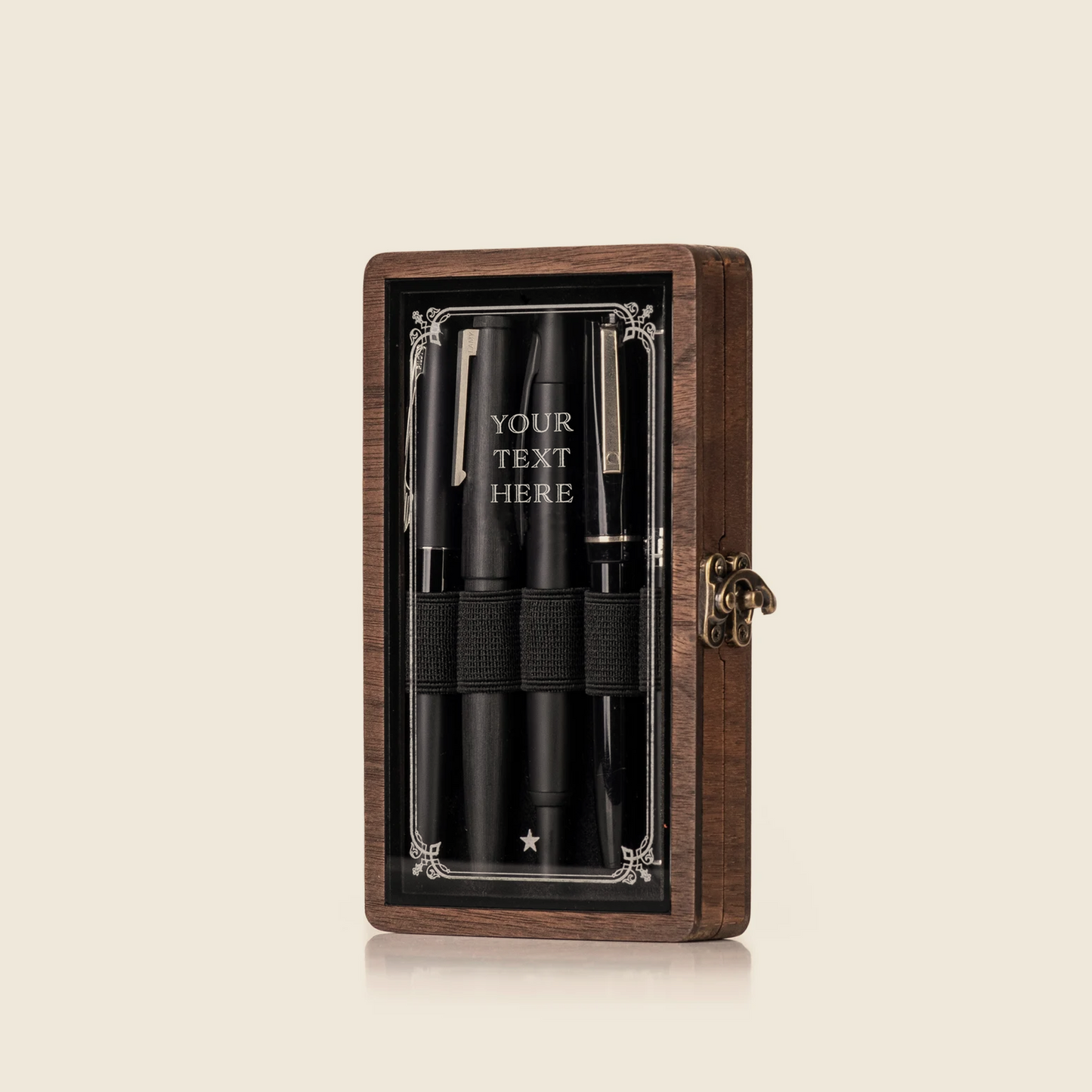 5 Pen Display Case Walnut Veneer