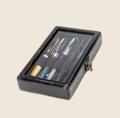 5 Pen Display Case - Distressed Black Painted MDF