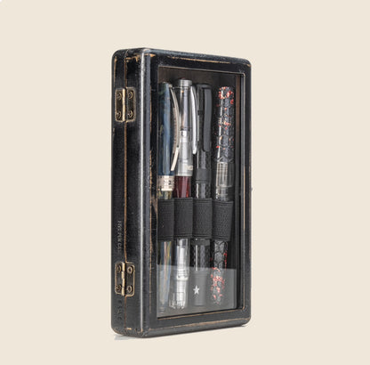 5 Pen Display Case - Distressed Black Painted MDF