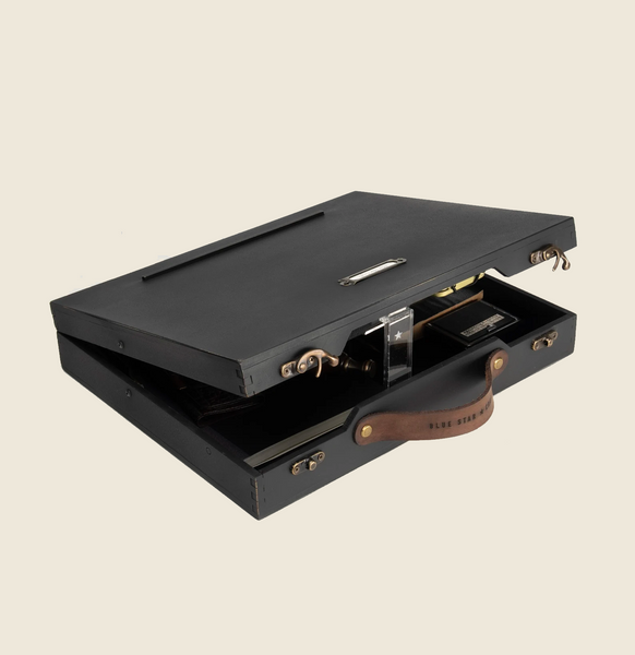 Vintage Briefcase for Writers, made from Black distressed matte painted mdf.
