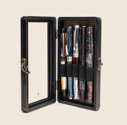 5 Pen Display Case - Distressed Black Painted MDF