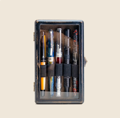 5 Pen Display Case - Distressed Black Painted MDF