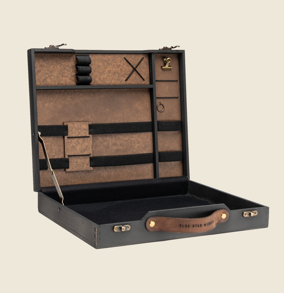 Vintage Briefcase for Writers, made from Black distressed matte painted mdf.