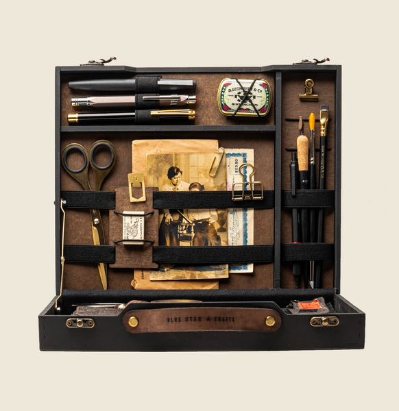 Vintage Briefcase for Writers, made from Black distressed matte painted mdf.