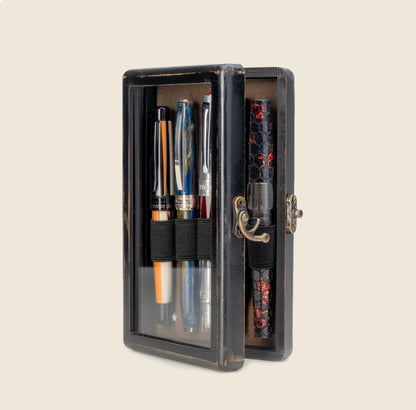 5 Pen Display Case - Distressed Black Painted MDF