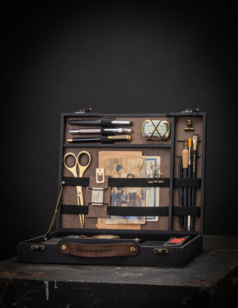 Vintage Briefcase for Writers, made from Black distressed matte painted mdf.