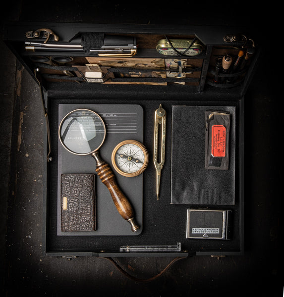Vintage Briefcase for Writers, made from Black distressed matte painted mdf.